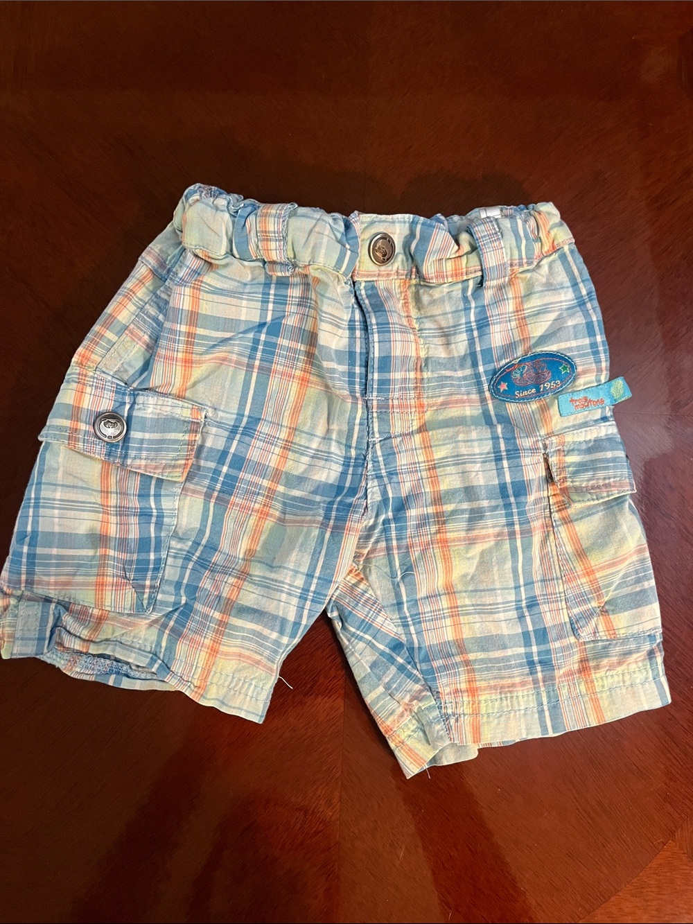 Plaid Cargo Shorts for Kids - Blue & Orange